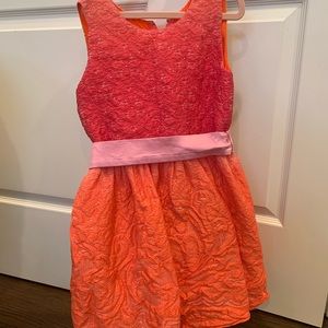 Girls custom made dress in pink and orange